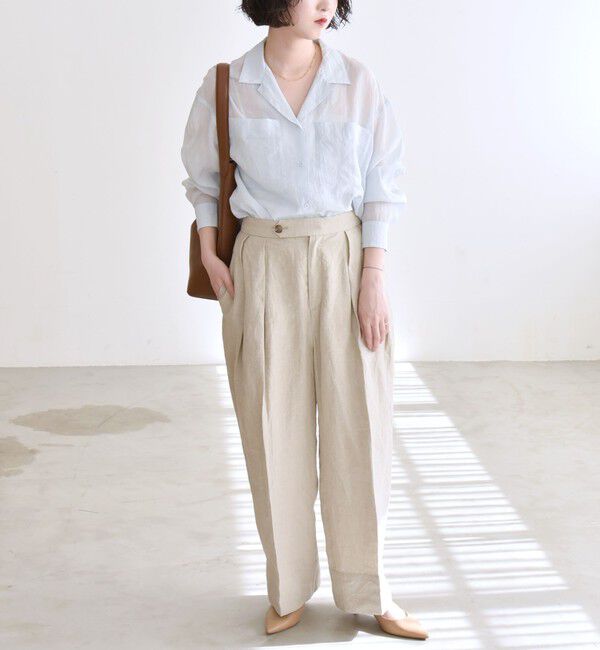 quaranciel「quaranciel:〈洗濯機可能〉ヨーロピアンフラックス リネン タック ワイド パンツ」|その他|