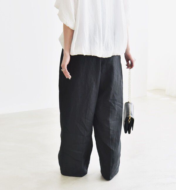 quaranciel「quaranciel:〈洗濯機可能〉ヨーロピアンフラックス リネン タック ワイド パンツ」|その他|