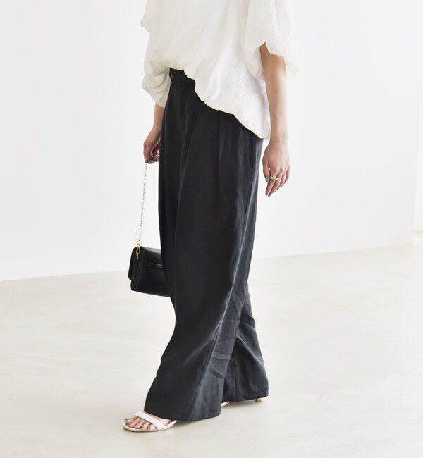 quaranciel「quaranciel:〈洗濯機可能〉ヨーロピアンフラックス リネン タック ワイド パンツ」|その他|