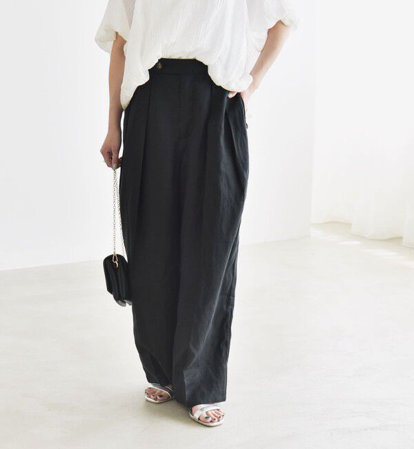 quaranciel「quaranciel:〈洗濯機可能〉ヨーロピアンフラックス リネン タック ワイド パンツ」|その他|