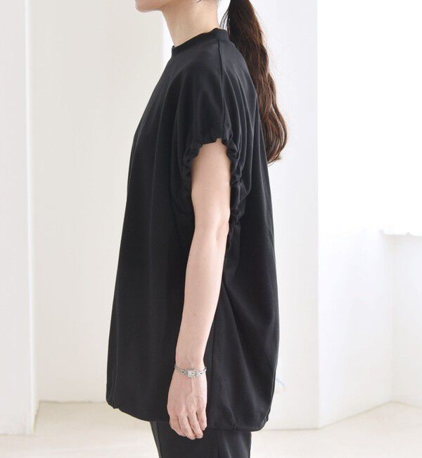 quaranciel「quaranciel:〈接触冷感/汗染み防止加工/洗濯機可能〉ドロスト ギャザー チュニック TEE」|Tシャツ・カットソー|