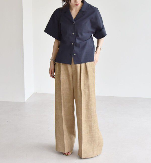 quaranciel「quaranciel:〈洗濯機可能〉ミニサッカー ハーフスリーブ 開襟 シャツ」|シャツ・ブラウス|