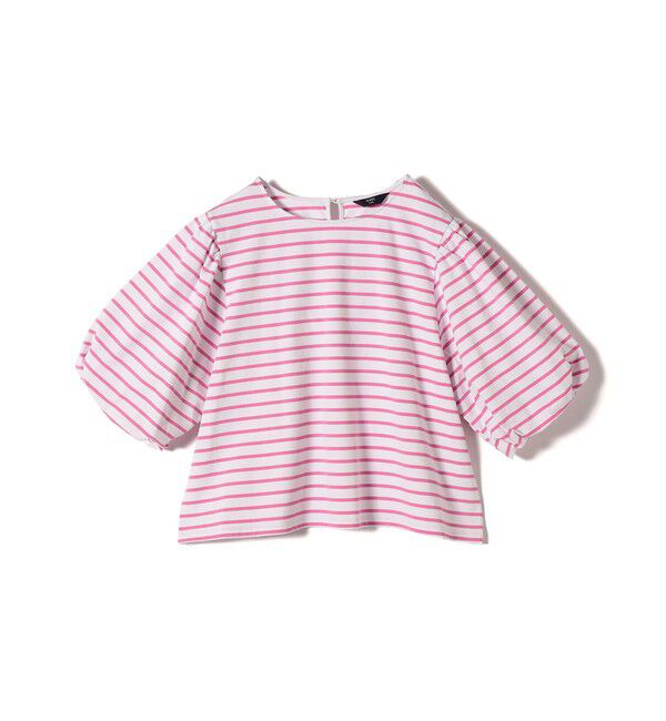 SHIPS Colors 「SHIPS Colors:〈洗濯機可能〉カラー ボーダー ギャザー スリーブ プルオーバー」|Tシャツ・カットソー|