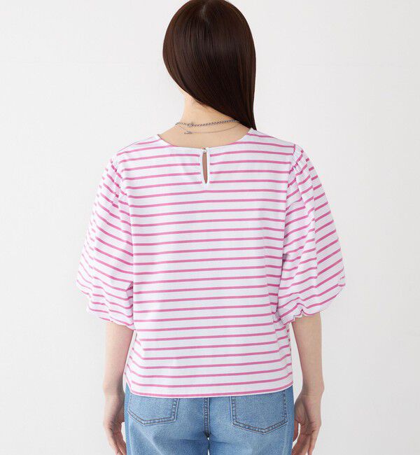 SHIPS Colors 「SHIPS Colors:〈洗濯機可能〉カラー ボーダー ギャザー スリーブ プルオーバー」|Tシャツ・カットソー|