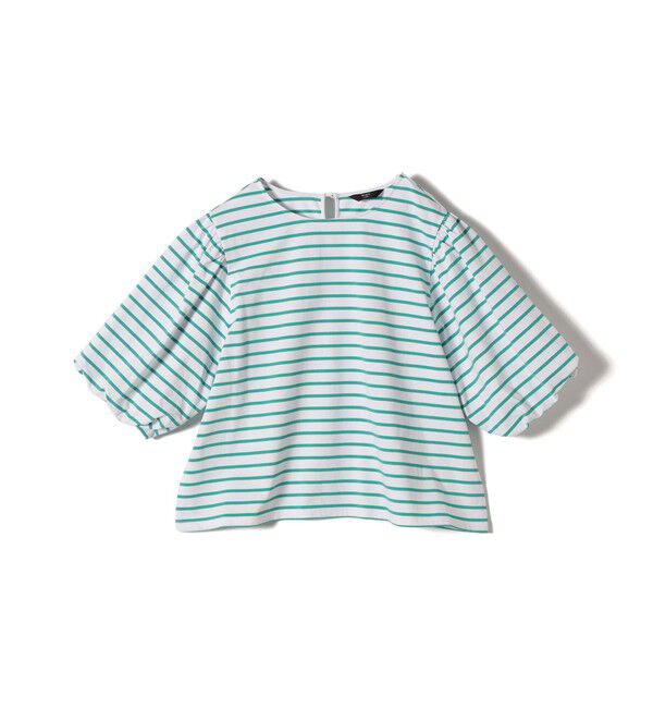 SHIPS Colors 「SHIPS Colors:〈洗濯機可能〉カラー ボーダー ギャザー スリーブ プルオーバー」|Tシャツ・カットソー|