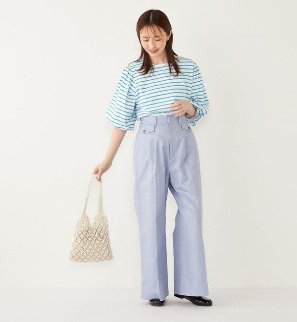 SHIPS Colors 「SHIPS Colors:〈洗濯機可能〉カラー ボーダー ギャザー スリーブ プルオーバー」|Tシャツ・カットソー|