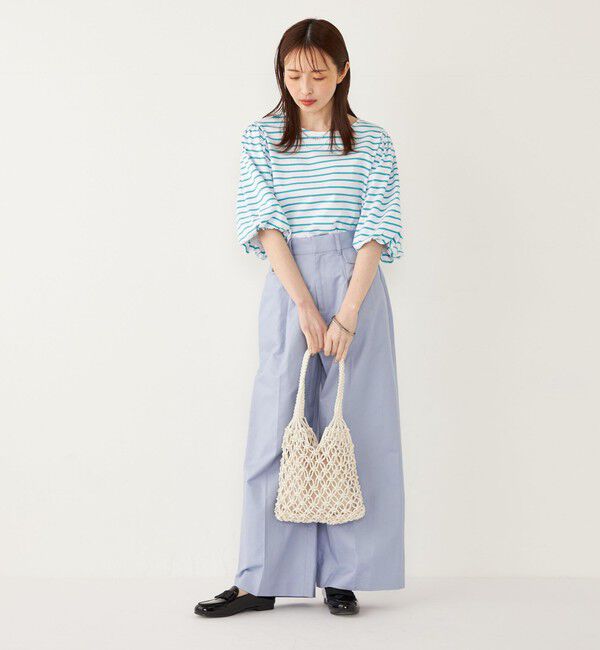 SHIPS Colors 「SHIPS Colors:〈洗濯機可能〉カラー ボーダー ギャザー スリーブ プルオーバー」|Tシャツ・カットソー|