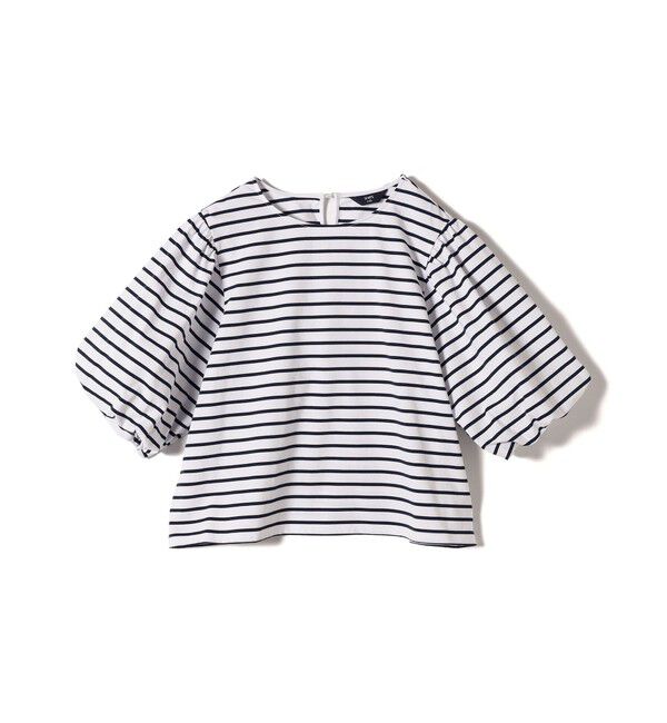 SHIPS Colors 「SHIPS Colors:〈洗濯機可能〉カラー ボーダー ギャザー スリーブ プルオーバー」|Tシャツ・カットソー|