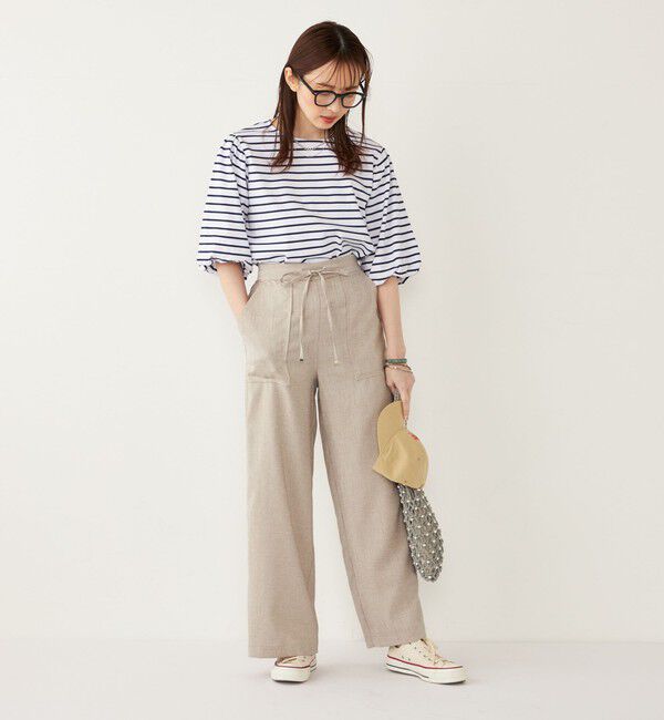 SHIPS Colors 「SHIPS Colors:〈洗濯機可能〉カラー ボーダー ギャザー スリーブ プルオーバー」|Tシャツ・カットソー|