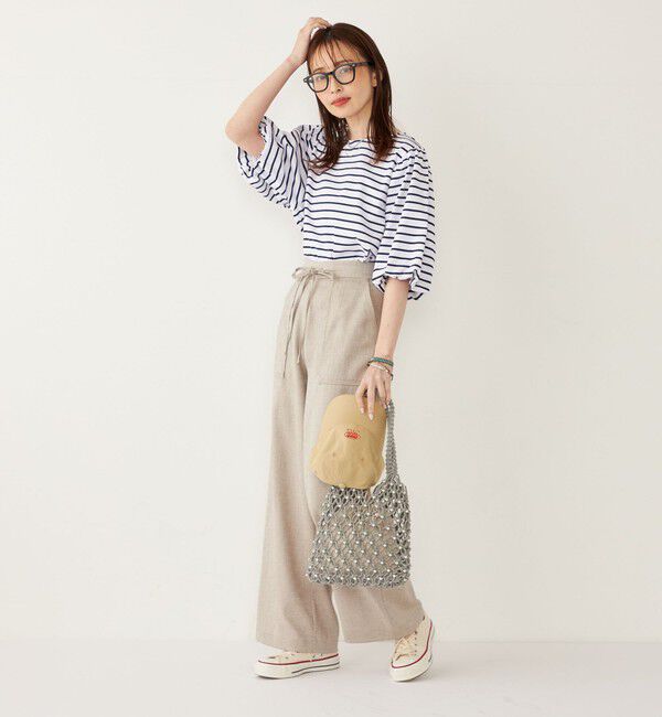 SHIPS Colors 「SHIPS Colors:〈洗濯機可能〉カラー ボーダー ギャザー スリーブ プルオーバー」|Tシャツ・カットソー|