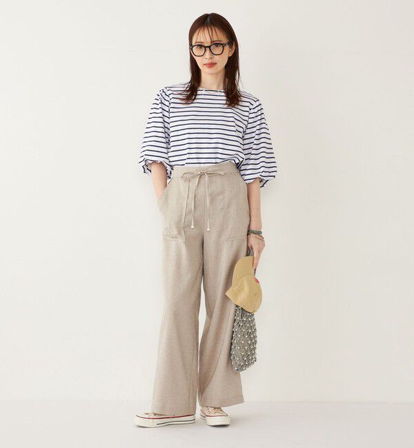 SHIPS Colors 「SHIPS Colors:〈洗濯機可能〉カラー ボーダー ギャザー スリーブ プルオーバー」|Tシャツ・カットソー|