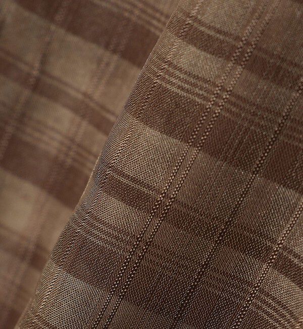 quaranciel「quaranciel:〈手洗い可能〉シアー チェック ノーカラー ハーフスリーブ ブラウス」|シャツ・ブラウス|