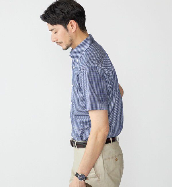 SHIPS「SHIPS: ショートスリーブ ジャージー ギンガムチェック シャツ」|シャツ・ブラウス|