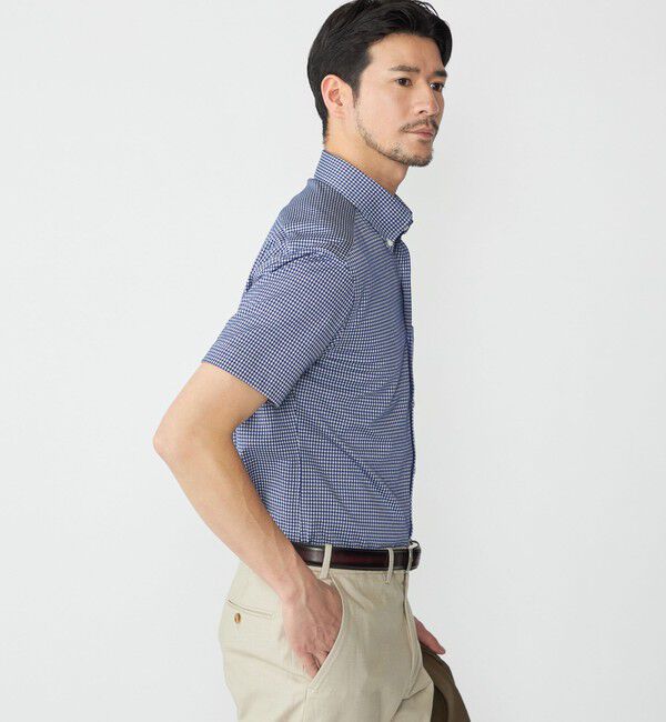 SHIPS「SHIPS: ショートスリーブ ジャージー ギンガムチェック シャツ」|シャツ・ブラウス|