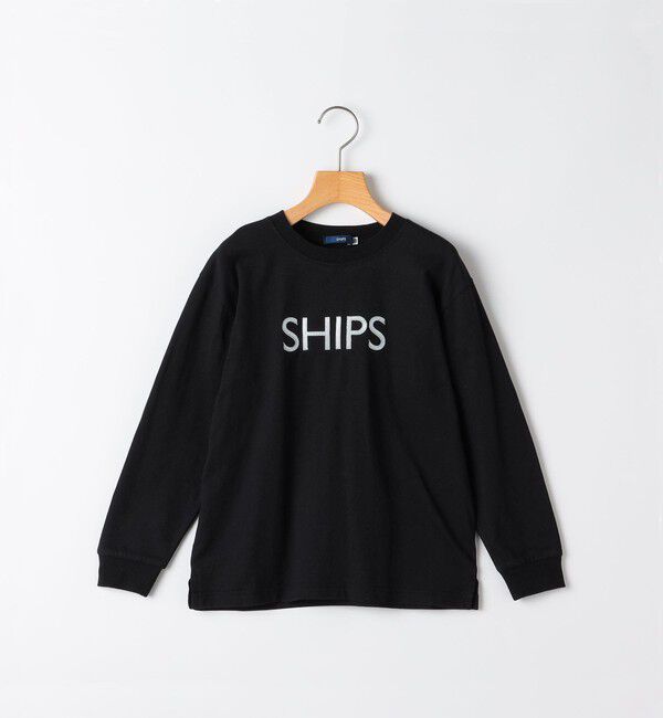 SHIPS KIDS「SHIPS KIDS:80～90cm/ 刺繍 ロゴ ロングスリーブ Tシャツ」|Tシャツ・カットソー|ブラック