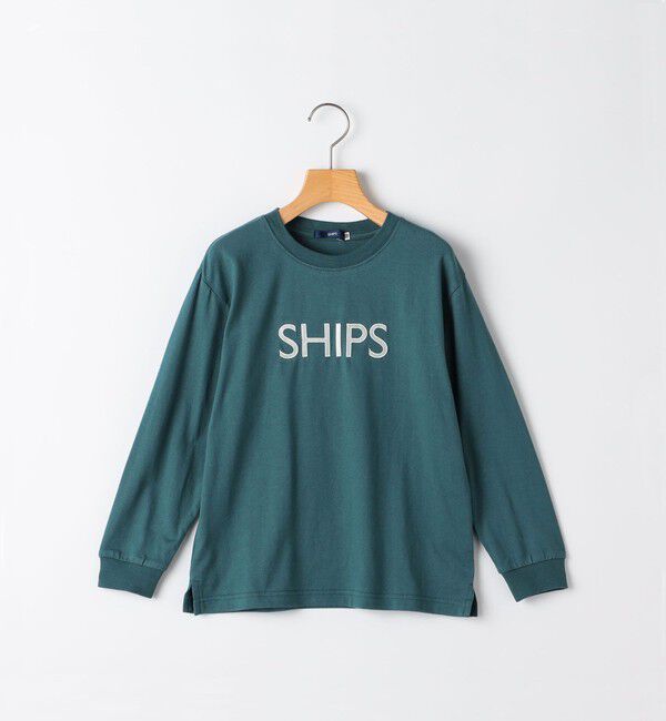 SHIPS KIDS「SHIPS KIDS:80～90cm/ 刺繍 ロゴ ロングスリーブ Tシャツ」|Tシャツ・カットソー|グリーン