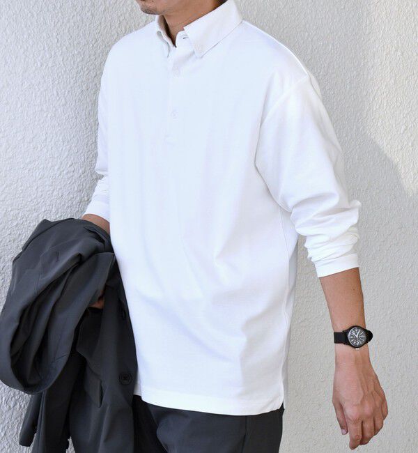 SHIPS any「SHIPS any:〈抗菌防臭/遮熱/UVカット機能等〉 鹿の子 ロングスリーブ ポロシャツ◆」|Tシャツ・カットソー|