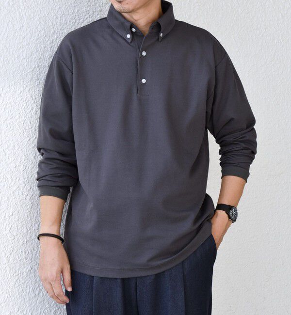 SHIPS any「SHIPS any:〈抗菌防臭/遮熱/UVカット機能等〉 鹿の子 ロングスリーブ ポロシャツ◆」|Tシャツ・カットソー|