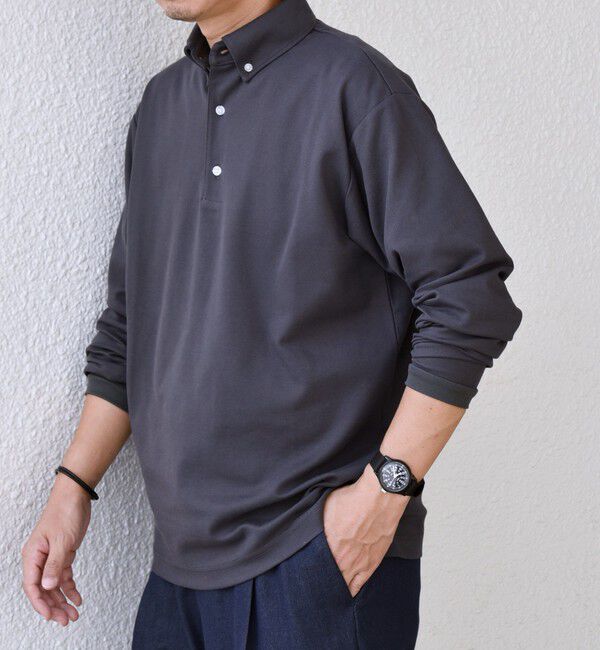 SHIPS any「SHIPS any:〈抗菌防臭/遮熱/UVカット機能等〉 鹿の子 ロングスリーブ ポロシャツ◆」|Tシャツ・カットソー|