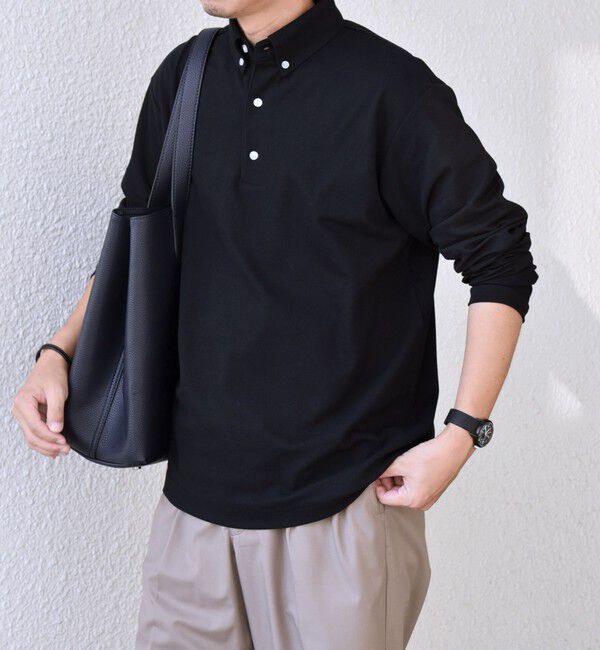 SHIPS any「SHIPS any:〈抗菌防臭/遮熱/UVカット機能等〉 鹿の子 ロングスリーブ ポロシャツ◆」|Tシャツ・カットソー|