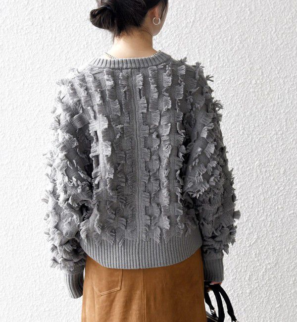 SHIPS any「SHIPS any:〈手洗い可能〉フリンジ デザイン ドルマン ニット カーディガン」|カーディガン|