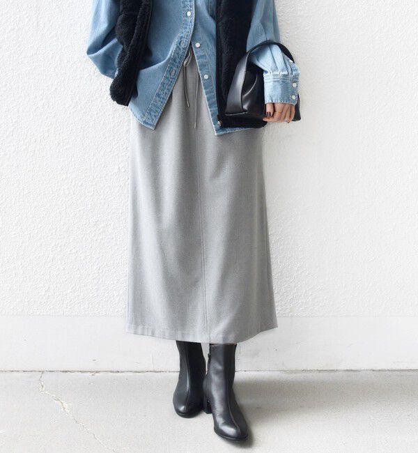 SHIPS for women「〈手洗い可能〉両面起毛 ドロスト スカート」|スカート|ライトグレー