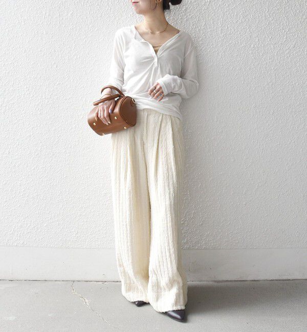 SHIPS any「SHIPS any:〈手洗い可能〉シアー コットン ヘンリーネック プルオーバー」|Tシャツ・カットソー|