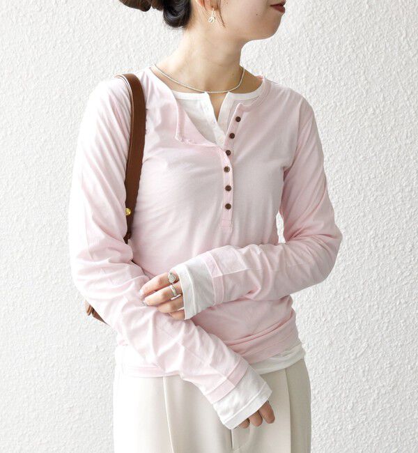 SHIPS any「SHIPS any:〈手洗い可能〉シアー コットン ヘンリーネック プルオーバー」|Tシャツ・カットソー|