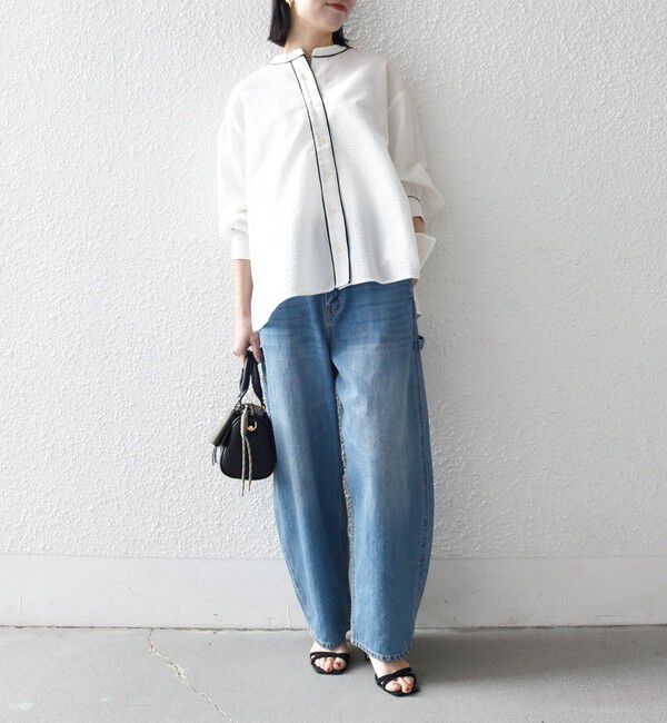 SHIPS any「《予約》SHIPS any:〈洗濯機可能〉サッカー バック リボン 配色 シャツ ブラウス」|シャツ・ブラウス|