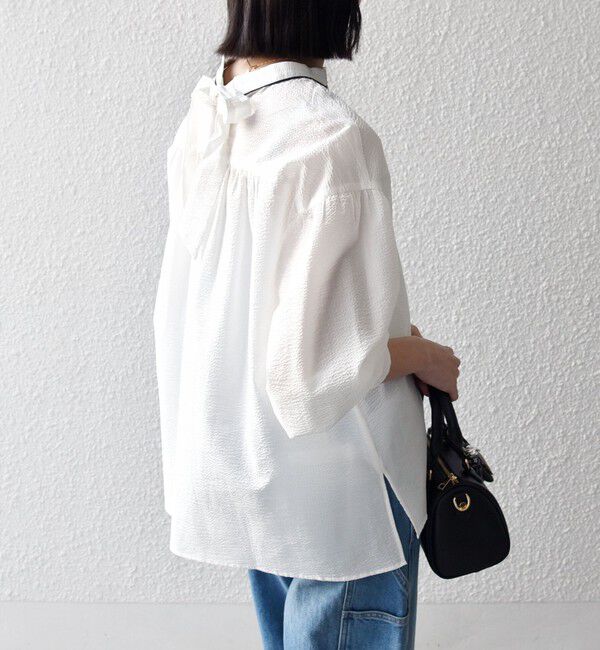 SHIPS any「《予約》SHIPS any:〈洗濯機可能〉サッカー バック リボン 配色 シャツ ブラウス」|シャツ・ブラウス|