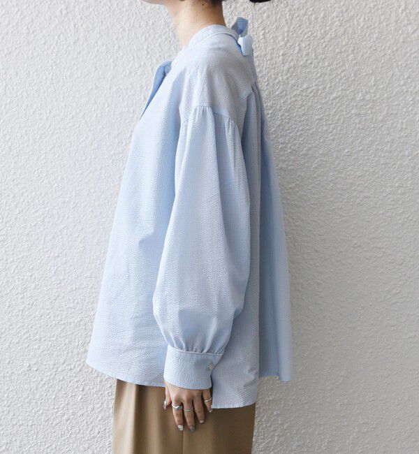 SHIPS any「《予約》SHIPS any:〈洗濯機可能〉サッカー バック リボン 配色 シャツ ブラウス」|シャツ・ブラウス|