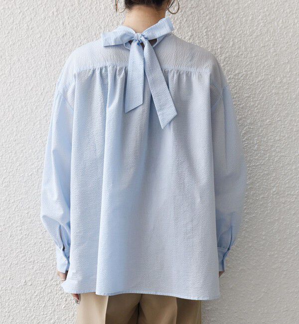 SHIPS any「《予約》SHIPS any:〈洗濯機可能〉サッカー バック リボン 配色 シャツ ブラウス」|シャツ・ブラウス|