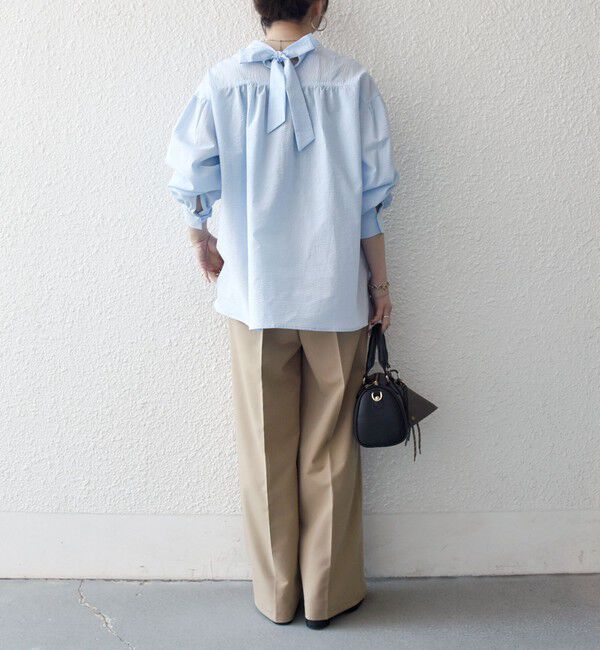 SHIPS any「《予約》SHIPS any:〈洗濯機可能〉サッカー バック リボン 配色 シャツ ブラウス」|シャツ・ブラウス|