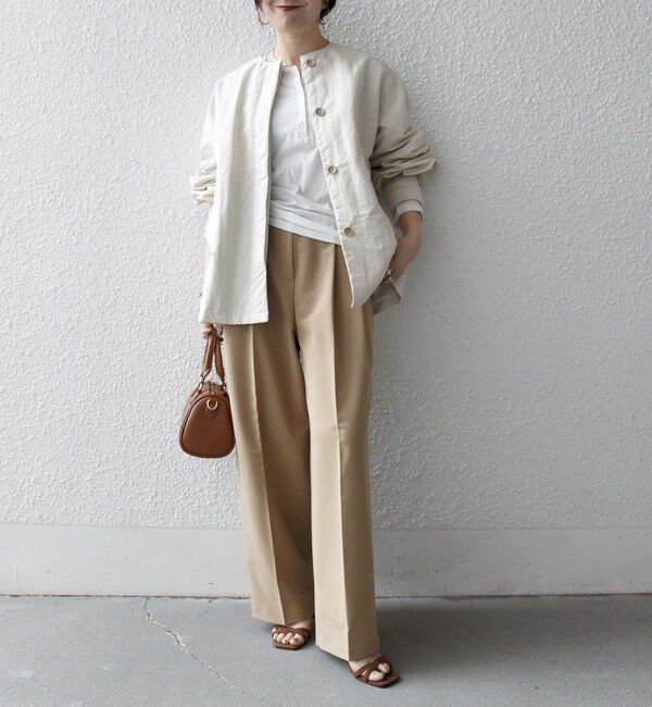 SHIPS any「《予約》SHIPS any:〈洗濯機可能〉ナイロン タスラン ノーカラー Aライン ブルゾン」|ブルゾン・スタジャン|