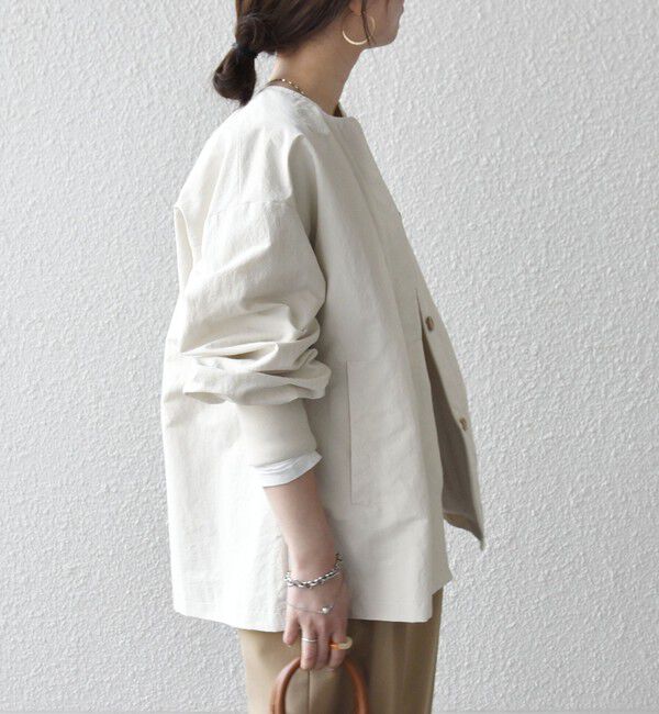 SHIPS any「《予約》SHIPS any:〈洗濯機可能〉ナイロン タスラン ノーカラー Aライン ブルゾン」|ブルゾン・スタジャン|