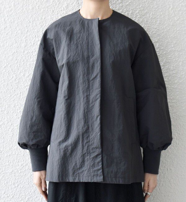 SHIPS any「《予約》SHIPS any:〈洗濯機可能〉ナイロン タスラン ノーカラー Aライン ブルゾン」|ブルゾン・スタジャン|