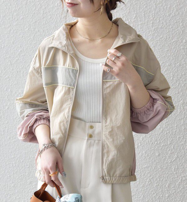 SHIPS any「《予約》SHIPS any:〈洗濯機可能〉ナイロン スタンドカラー 配色 ジップ ブルゾン」|ブルゾン・スタジャン|