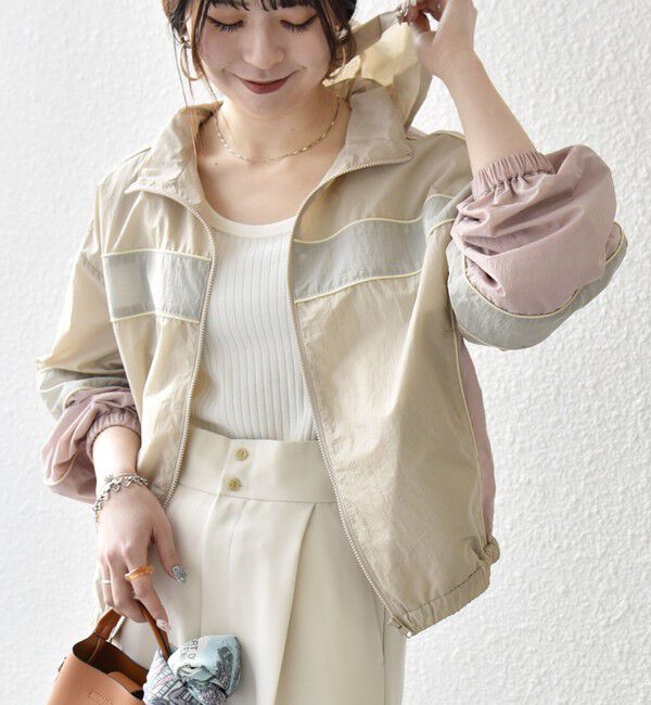 SHIPS any「《予約》SHIPS any:〈洗濯機可能〉ナイロン スタンドカラー 配色 ジップ ブルゾン」|ブルゾン・スタジャン|