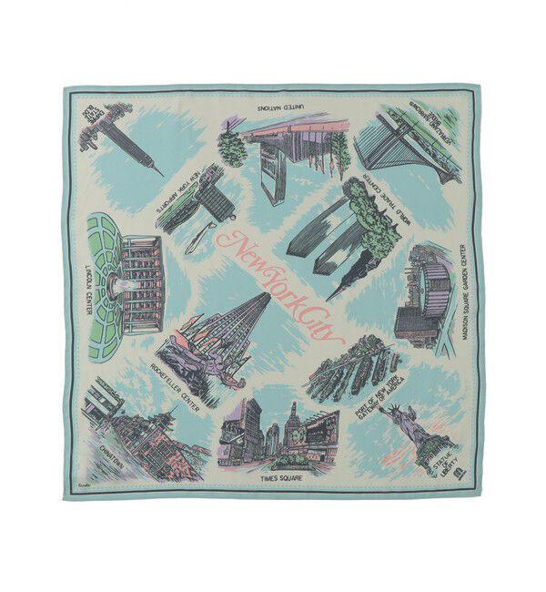 SHIPS any「【SHIPS any別注】BINDU:〈手洗い可能〉マップ スカーフ」|バンダナ・スカーフ|ライトブルー