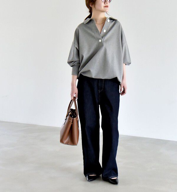 quaranciel「《予約》quaranciel:〈洗濯機可能〉ライト ポンチ ドロスト ポロ プルオーバー」|スウェット・ジャージ|