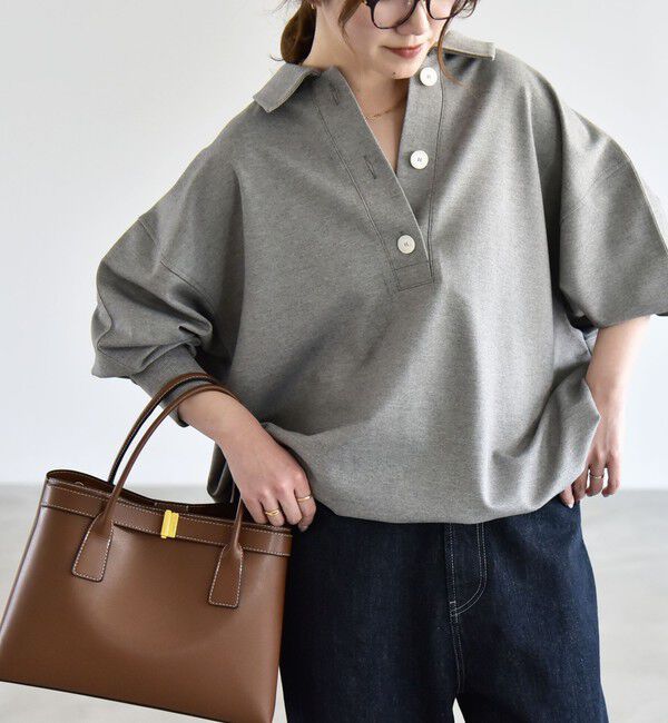 quaranciel「《予約》quaranciel:〈洗濯機可能〉ライト ポンチ ドロスト ポロ プルオーバー」|スウェット・ジャージ|