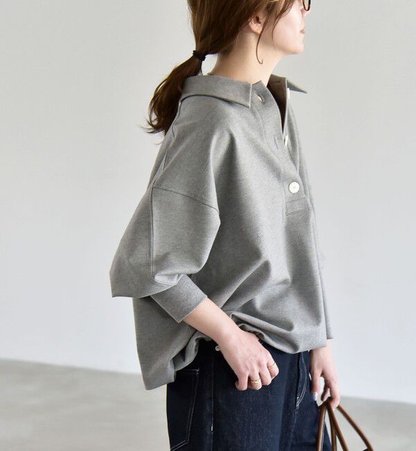 quaranciel「《予約》quaranciel:〈洗濯機可能〉ライト ポンチ ドロスト ポロ プルオーバー」|スウェット・ジャージ|