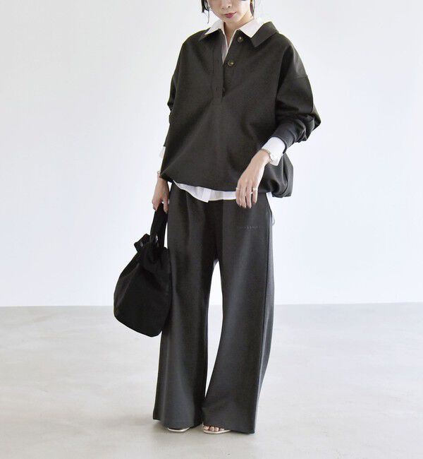 quaranciel「《予約》quaranciel:〈洗濯機可能〉ライト ポンチ ドロスト ポロ プルオーバー」|スウェット・ジャージ|