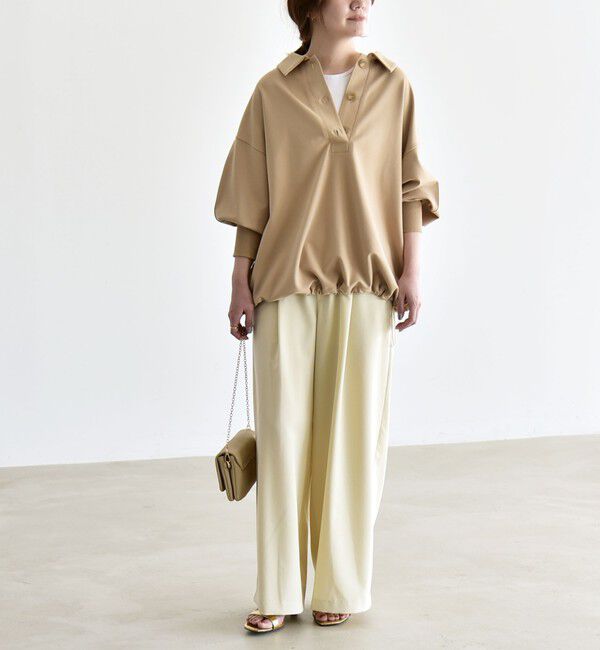 quaranciel「《予約》quaranciel:〈洗濯機可能〉ライト ポンチ ドロスト ポロ プルオーバー」|スウェット・ジャージ|