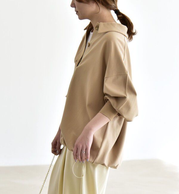 quaranciel「《予約》quaranciel:〈洗濯機可能〉ライト ポンチ ドロスト ポロ プルオーバー」|スウェット・ジャージ|