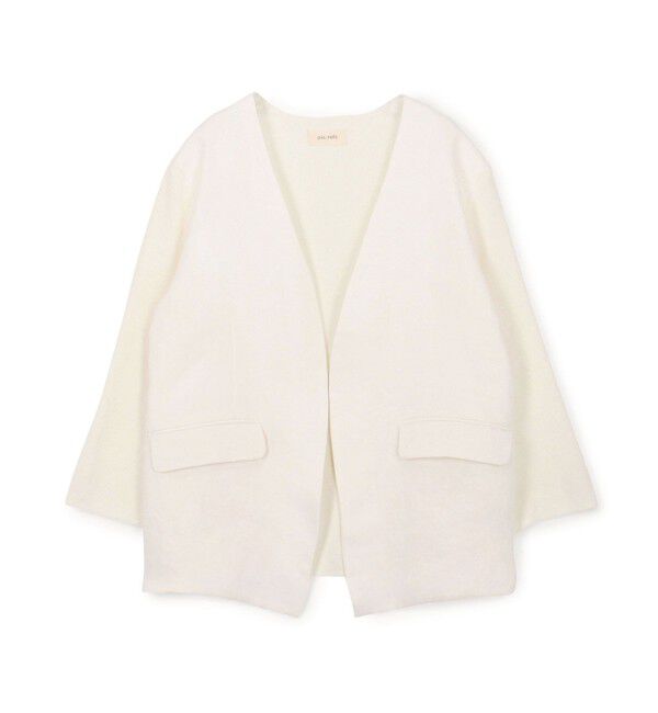 DES PRES「ファブリックコンビ Vカラージャケット」|ノーカラージャケット|11 ホワイト