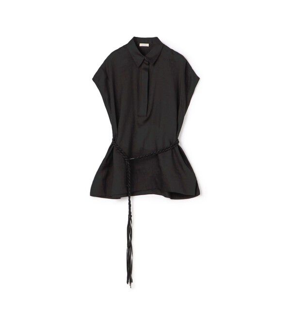 DES PRES「シルクリネンクロス ボクシーブラウス」|シャツ・ブラウス|19 ブラック