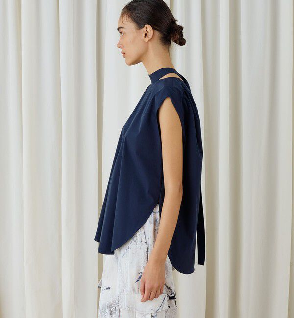 DES PRES「ストレッチポプリン スタンドカラーブラウス」|シャツ・ブラウス|