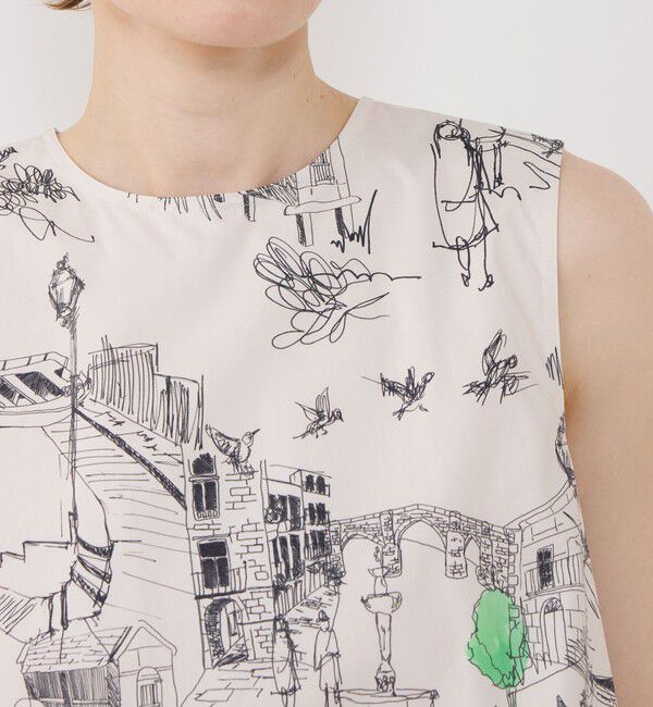 GALERIE VIE「グリーンスケーププリント ノースリーブブラウス」|シャツ・ブラウス|