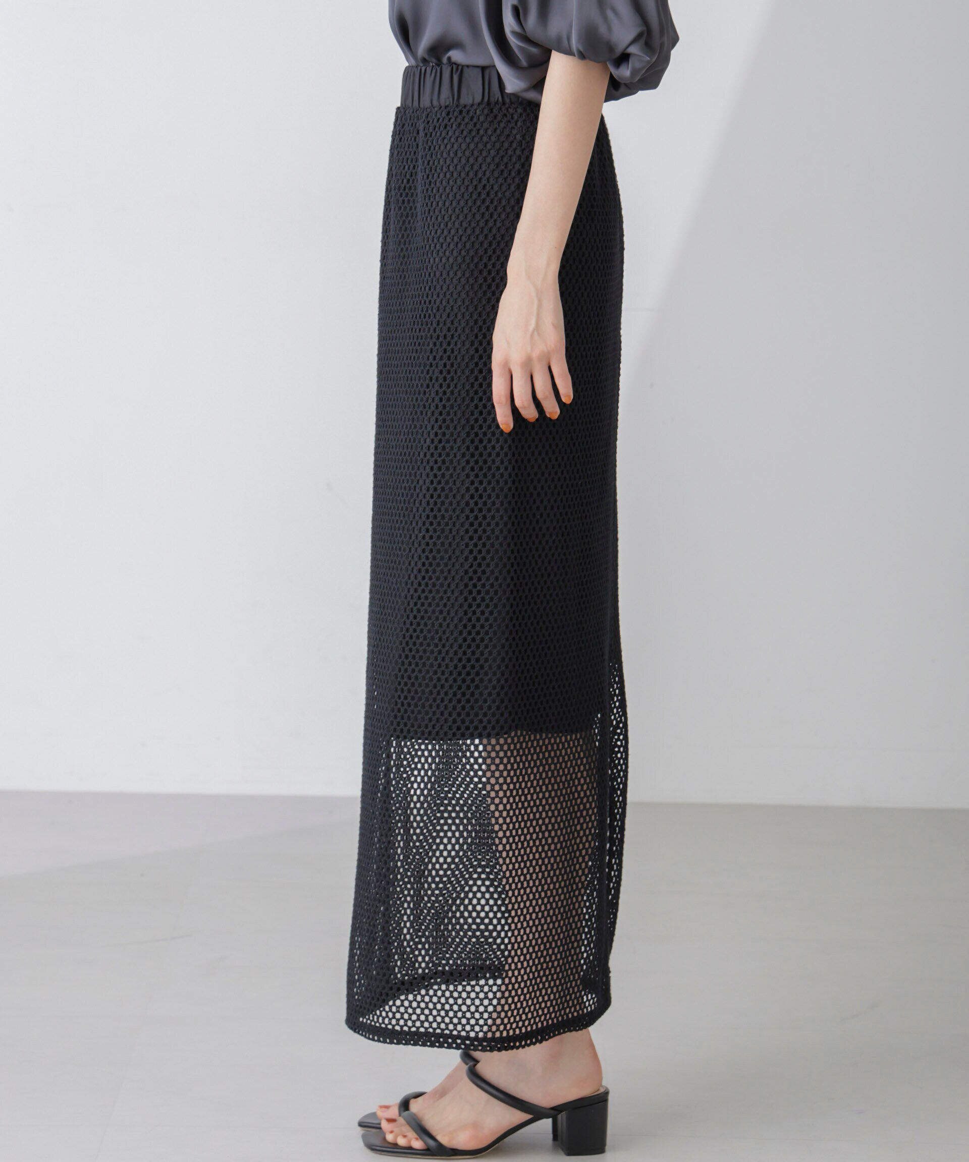 nano･universe「メッシュレースナロースカート」|スカート|
